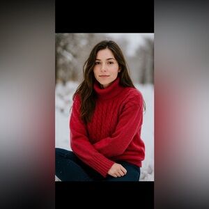 Sundance Vibrant Pink cabin cozy knit Turtleneck Sweater in size small